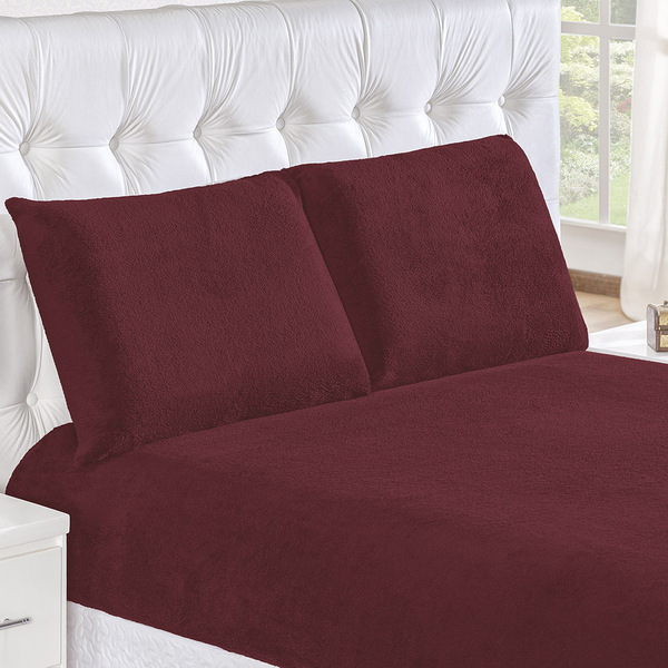Jogo De Lençol Casal Padrão Fascinio 3 Peças - Vinho - 100% P