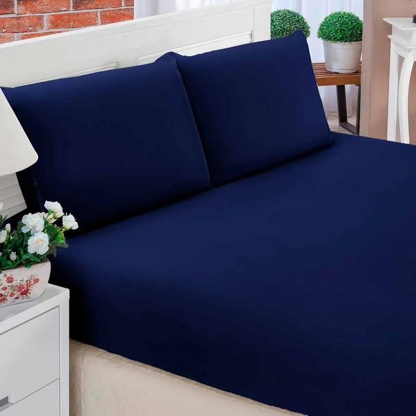 Jogo De Lençol Casal Padrão Liso Pati 03 Peças (18cm De Alt.)