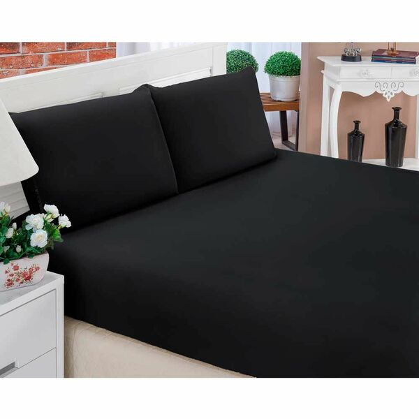 Jogo De Lençol Casal Padrão Liso Pati 03 Peças Tecido Microfi