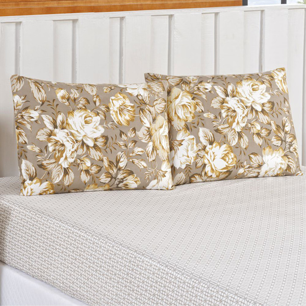 Jogo De Lençol Casal Padrão Patchwork 3 Peças - Cáqui