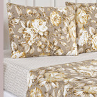 Jogo De Lençol Casal Padrão Patchwork 4 Peças - Cáqui