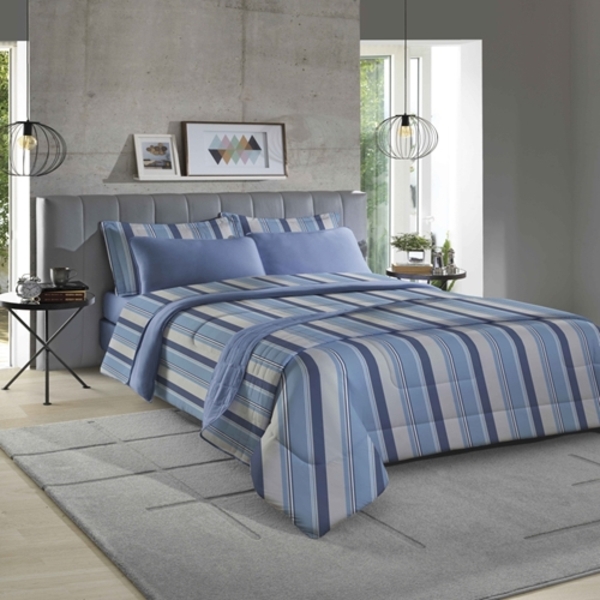 Jogo De Lençol Casal Rubi 4 Peças Hermes E Azul-sbx Têxtil