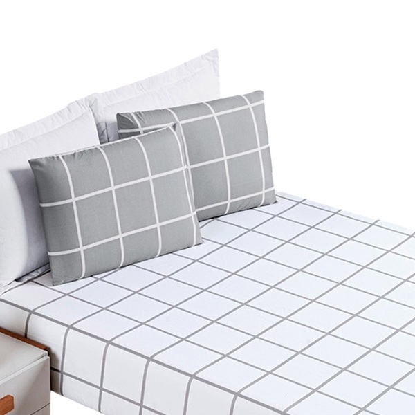 Jogo De Lençol Casal Square Pç 100% Poliéster - Cinza