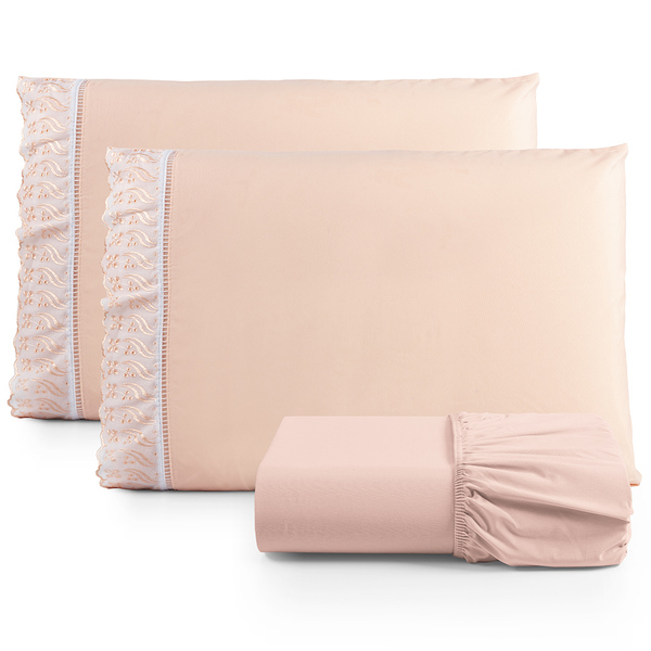 Jogo De Lençol Casal Suave Barrado Lese 3 Peças Barato - Salm