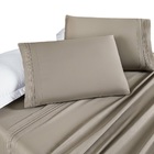 Jogo De Lençol Casal Yara Bordado 4pç 100% Poliéster - Bege