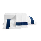 Jogo De Lençol Clássico 4 Peças Queen Size Branco / Azul Mari