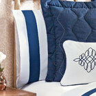 Jogo De Lençol Clássico 4 Peças Queen Size Branco / Azul Mari