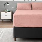 Jogo De Lençol De Plush 3 Peças Queen Rosa Chá Quentinho