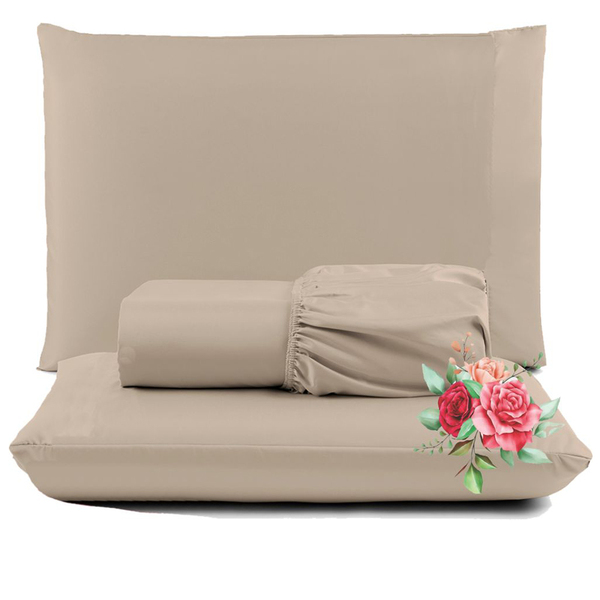 Jogo De Lençol Dia A Dia Queen 3 Peças Barato - Tabaco - 100%