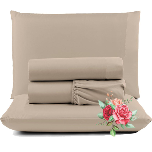 Jogo De Lençol Dia A Dia Queen 4 Peças Barato - Tabaco - 100%