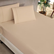 Jogo De Lençol Elegance Casal 3 Peças Percal 180 Fios Caqui