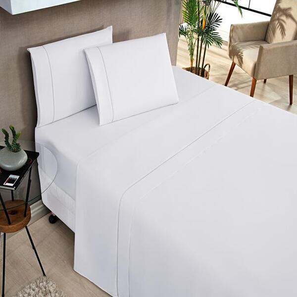 Jogo De Lençol Elegance Casal 4 Peças Percal 180 Fios Branco