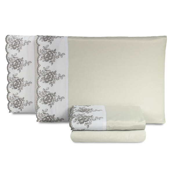 Jogo De Lençol Florença Casal Padrão 4 Peças 160 Fios Renda B