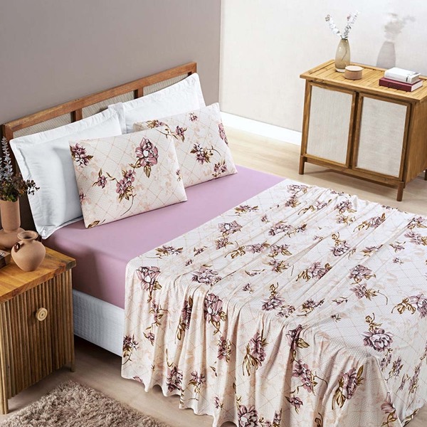 Jogo De Lençol Grace Solteiro 3 Peças Malha 100% Algodão Maci