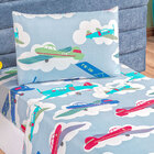 Jogo De Lençol Infantil Menino Estampado Avião 3 Peças Tecido