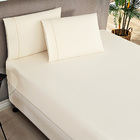 Jogo De Lençol Kiev Queen Ponto Palito 3 Peças Barato - Palha