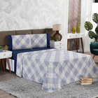 Jogo De Lençol King 4 Peças Estampado Urbe 200 Fios Floral Az