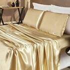 Jogo De Lençol King Cetim Shine 4pç 100% Poliéster - Dourado