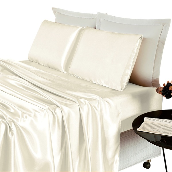 Jogo De Lençol King Cetim Shine 4pç 100% Poliéster - Palha