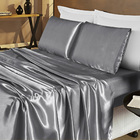 Jogo De Lençol King Cetim Shine 4pç 100% Poliéster - Prata