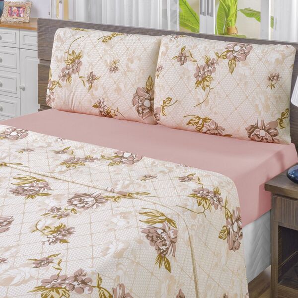 Jogo De Lençol King Em Malha 4 Peças - Rosê - 100% Algodão