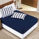 Jogo De Lençol King Marim Malha 100% Algodão 3 Peças - Marinho