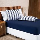 Jogo De Lençol King Marim Malha 100% Algodão 3 Peças - Marinho