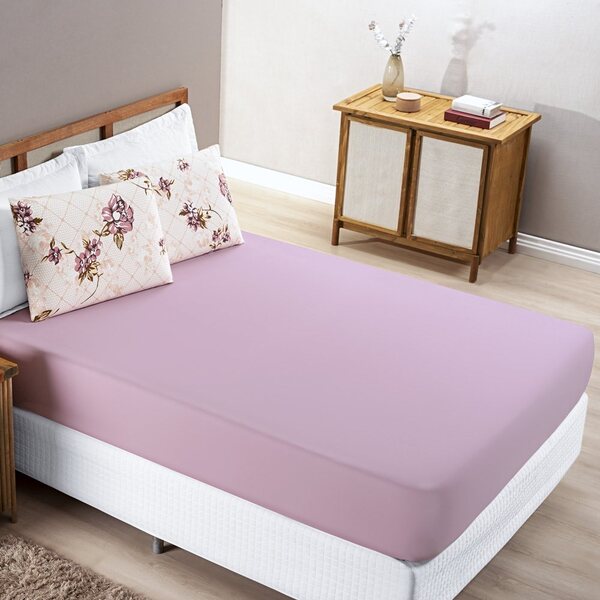 Jogo De Lençol King Quality Malha 100% Algodão 3 Peças - Rose