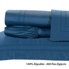 Jogo De Lençol King Size Azul 400 Fios Egípcio 100% Algodão 4