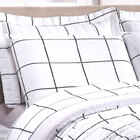 Jogo De Lençol King Size Quadriculado Grid Estampado 4 Peças