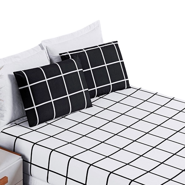 Jogo De Lençol King Square 3pç 100% Poliéster - Preto