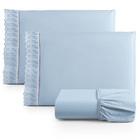 Jogo De Lençol King Suave Barrado Lese 3 Peças Barato - Azul