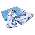 Jogo de Lençol King Teka Diamante Azul Floral 4 Peças