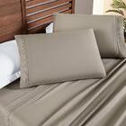 Jogo De Lençol King Yara Bordado 4pç 100% Poliéster - Bege