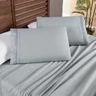 Jogo De Lençol King Yara Bordado 4pç 100% Poliéster - Cinza