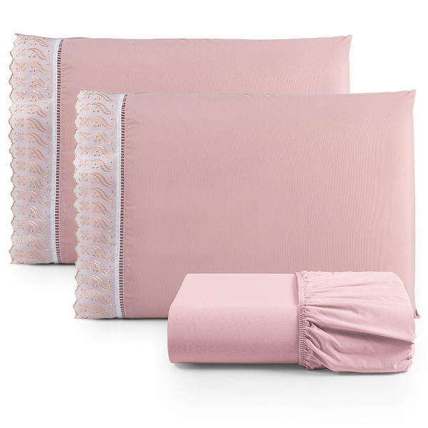 Jogo De Lençol Lese Percal 180 Fios Padrão 3 Peças Barato - R