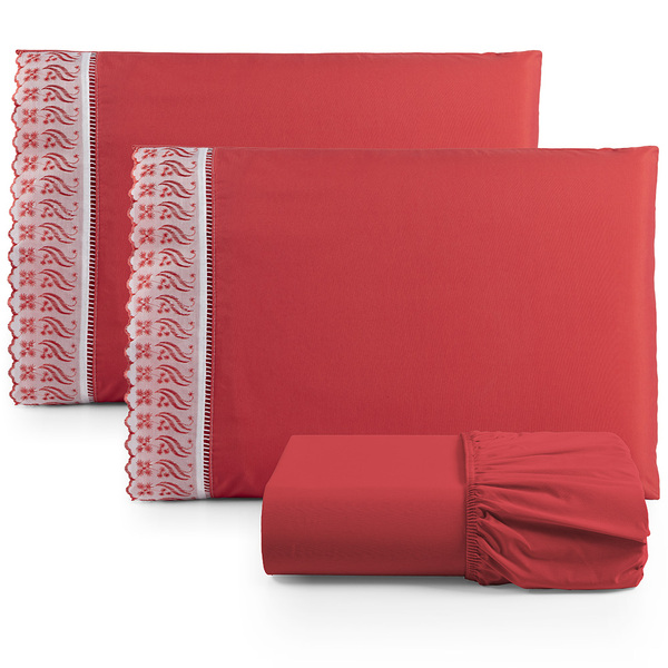 Jogo De Lençol Lese Percal 180 Fios Queen  3 Peças Barato - V