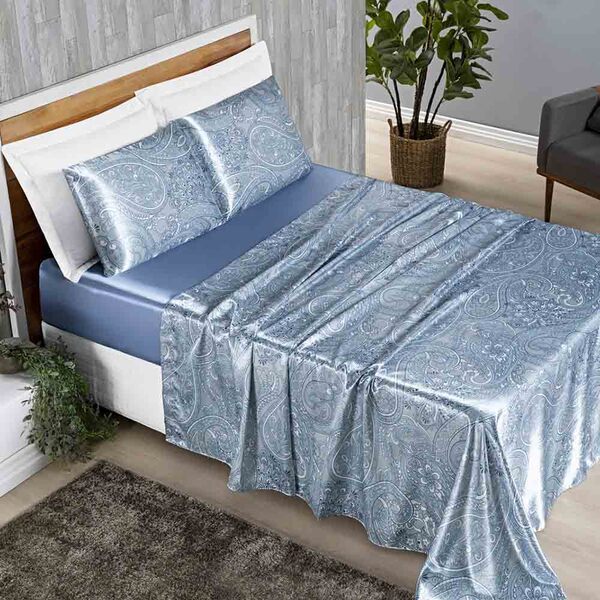 Jogo De Lençol Lotus Queen 4 Peças Cetim Brilhante Toque Suav