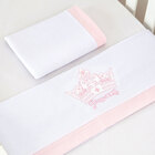 Jogo De Lençol Mini Berço Menina Branco / Rosa Princesa De Ma