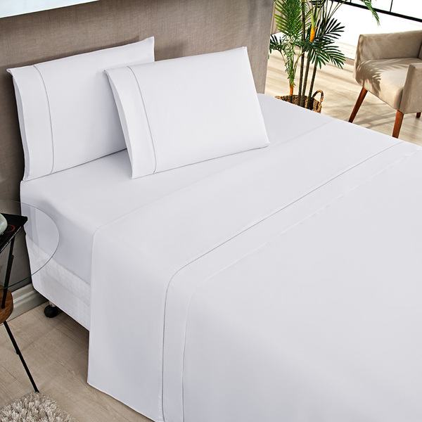 Jogo De Lençol Moscou Queen Ponto Palito 4 Peças Barato - Bra