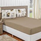 Jogo De Lençol Padrão Em Malha 3 Peças - Avelã - 100% Algodão