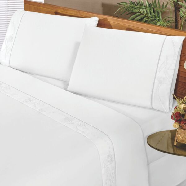 Jogo De Lençol Padrão Imperio 4 Peças Percal 180 Fios - Branc