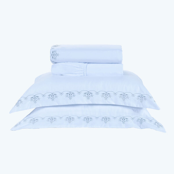 Jogo De Lençol Para Cama Queen Size Branco / Prata 100% Algod