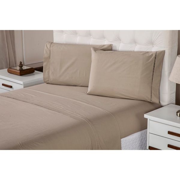 Jogo De Lençol Percal 200 Fios Suave Feito Algodão Casal 4 Pe