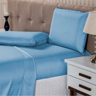 Jogo De Lençol Percal 200 Fios Super Macio Queen 4 Peças Azul