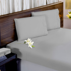 Jogo De Lençol Percal 3 Pçs 600 Fios Ponto Palito Queen Cinza