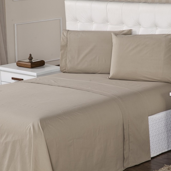 Jogo De Lençol Percal 400 Fios Suave Feito Algodão Casal 3 Pe