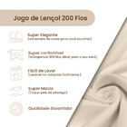 Jogo De Lençol Ponto Palito 200 Fios Com 3 Pçs King Palha