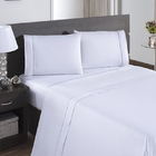 Jogo De Lençol Ponto Palito  4 Pçs 400 Fios  Queen Branco Cot