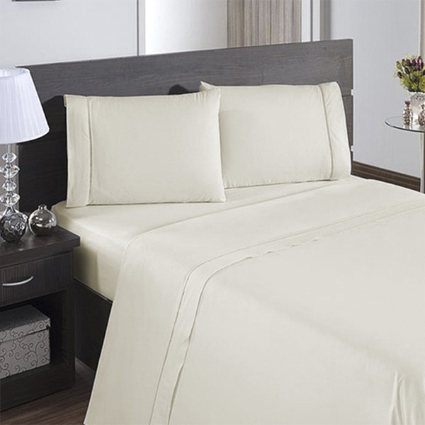 Jogo De Lençol Ponto Palito Com  4 Pçs 400 Fios  King Palha C